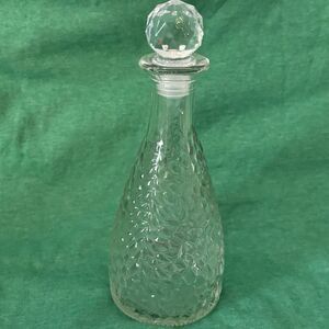 Pebbled Glass Decanter Moon Water Bottle w/stopper. 7”.